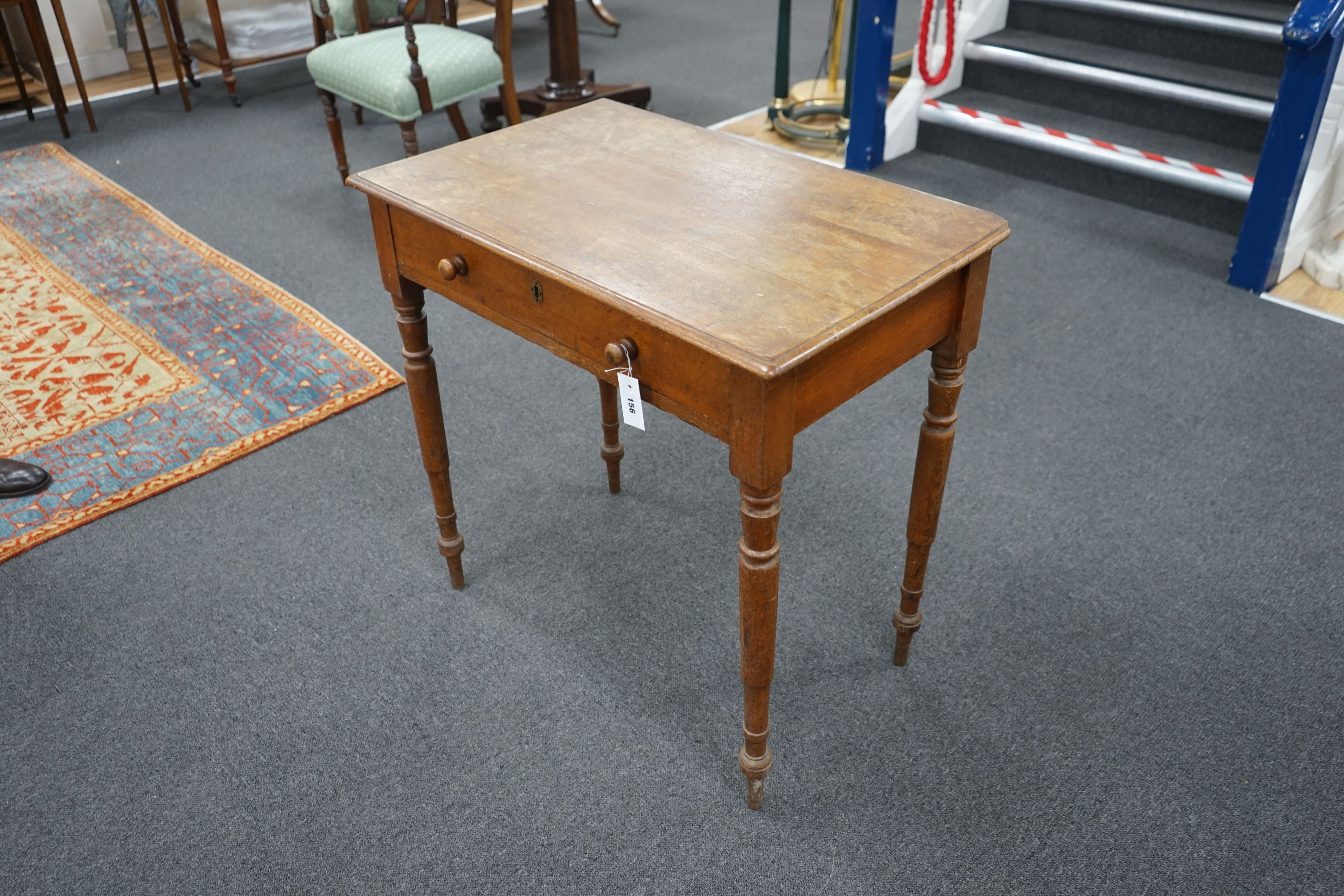 A Victorian oak side table, width 81cm, depth 50cm, height 69cm